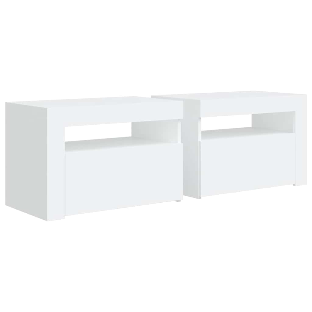 Nachtkastjes 2 st LED 60x35x40 cm wit is nu te koop bij PeponiXL, paradijselijk wonen!