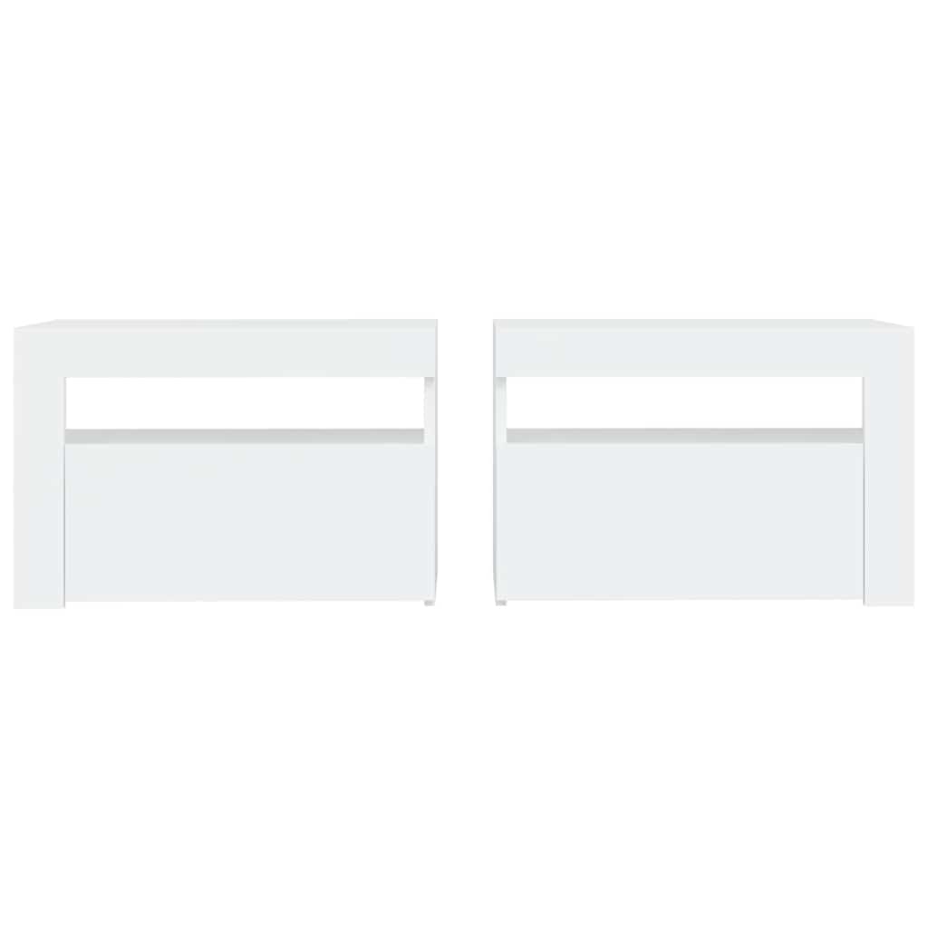 Nachtkastjes 2 st LED 60x35x40 cm wit is nu te koop bij PeponiXL, paradijselijk wonen!