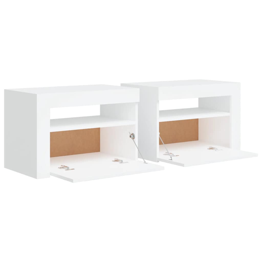Nachtkastjes 2 st LED 60x35x40 cm wit is nu te koop bij PeponiXL, paradijselijk wonen!