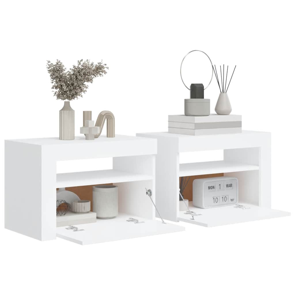 Nachtkastjes 2 st LED 60x35x40 cm wit is nu te koop bij PeponiXL, paradijselijk wonen!