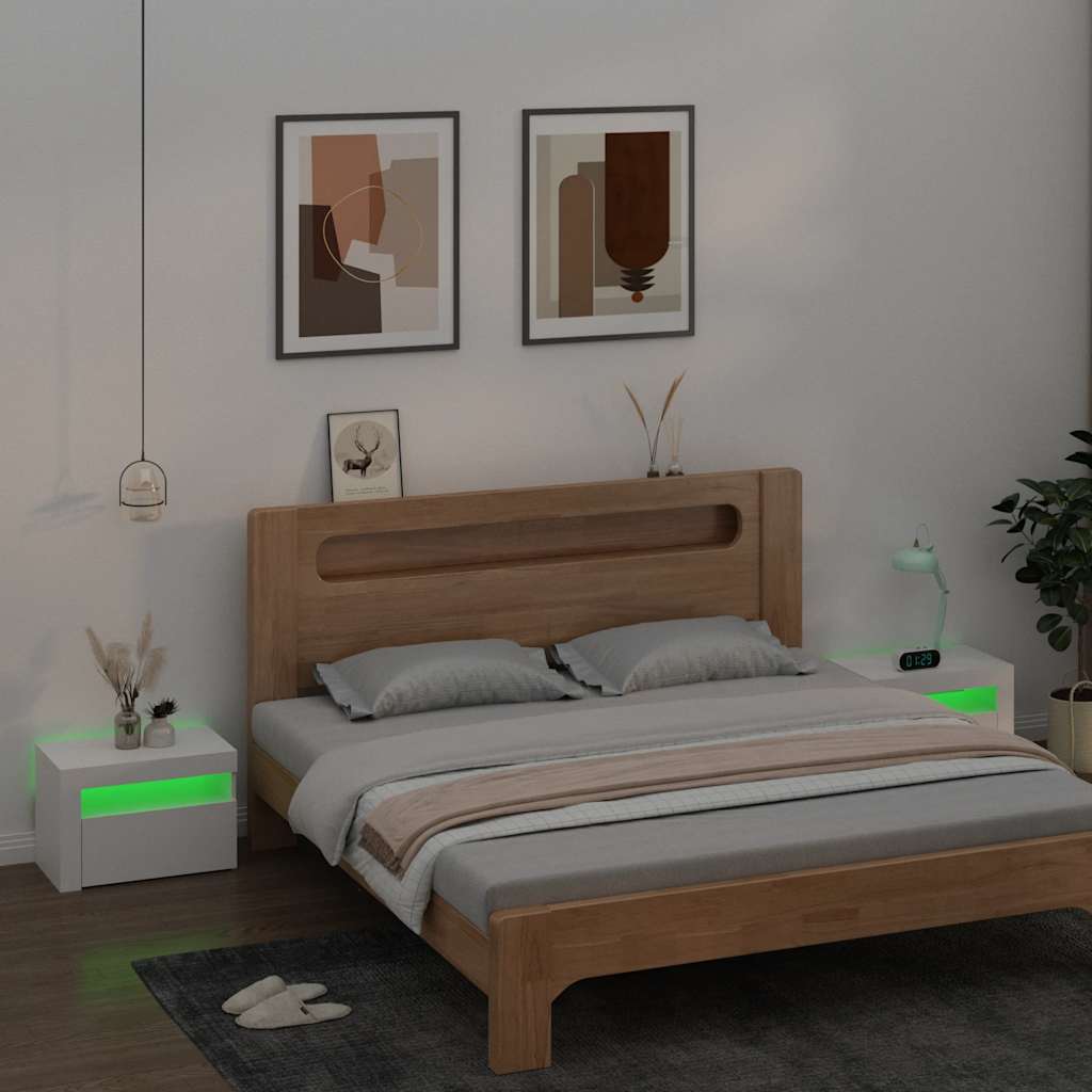 Nachtkastjes 2 st LED 60x35x40 cm wit is nu te koop bij PeponiXL, paradijselijk wonen!