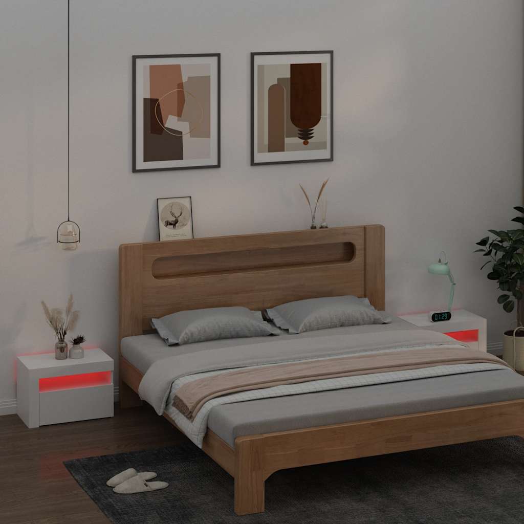 Nachtkastjes 2 st LED 60x35x40 cm wit is nu te koop bij PeponiXL, paradijselijk wonen!