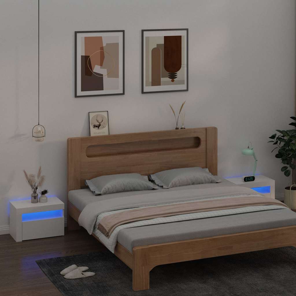 Nachtkastjes 2 st LED 60x35x40 cm wit is nu te koop bij PeponiXL, paradijselijk wonen!