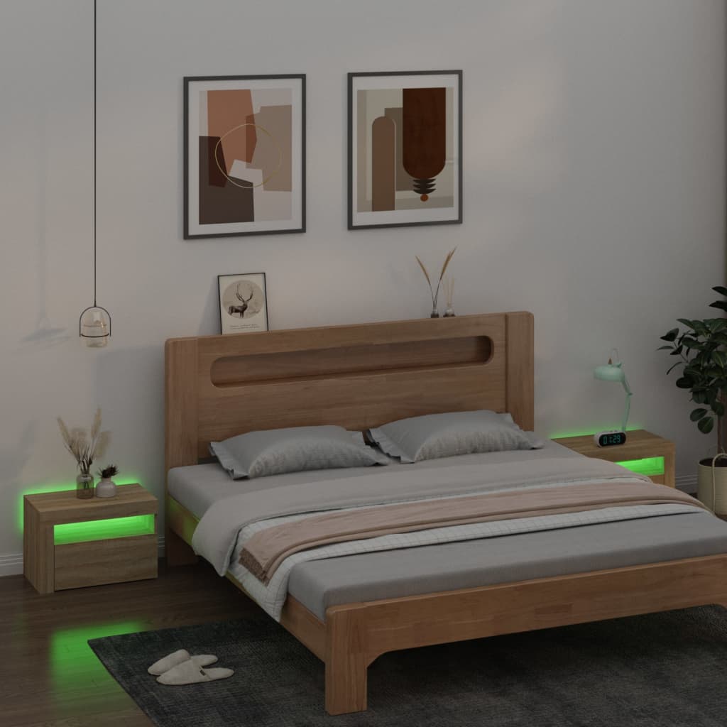 Nachtkastjes 2 st met LED-verlichting 60x35x40 cm sonoma eiken is nu te koop bij PeponiXL, paradijselijk wonen!