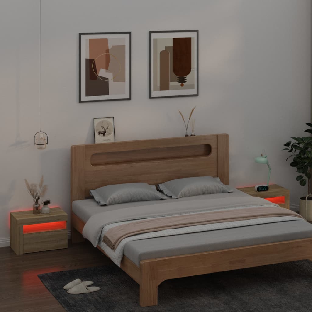 Nachtkastjes 2 st met LED-verlichting 60x35x40 cm sonoma eiken is nu te koop bij PeponiXL, paradijselijk wonen!