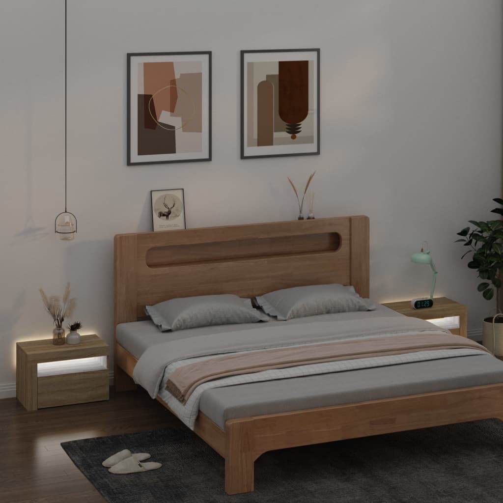 Nachtkastjes 2 st met LED-verlichting 60x35x40 cm sonoma eiken is nu te koop bij PeponiXL, paradijselijk wonen!