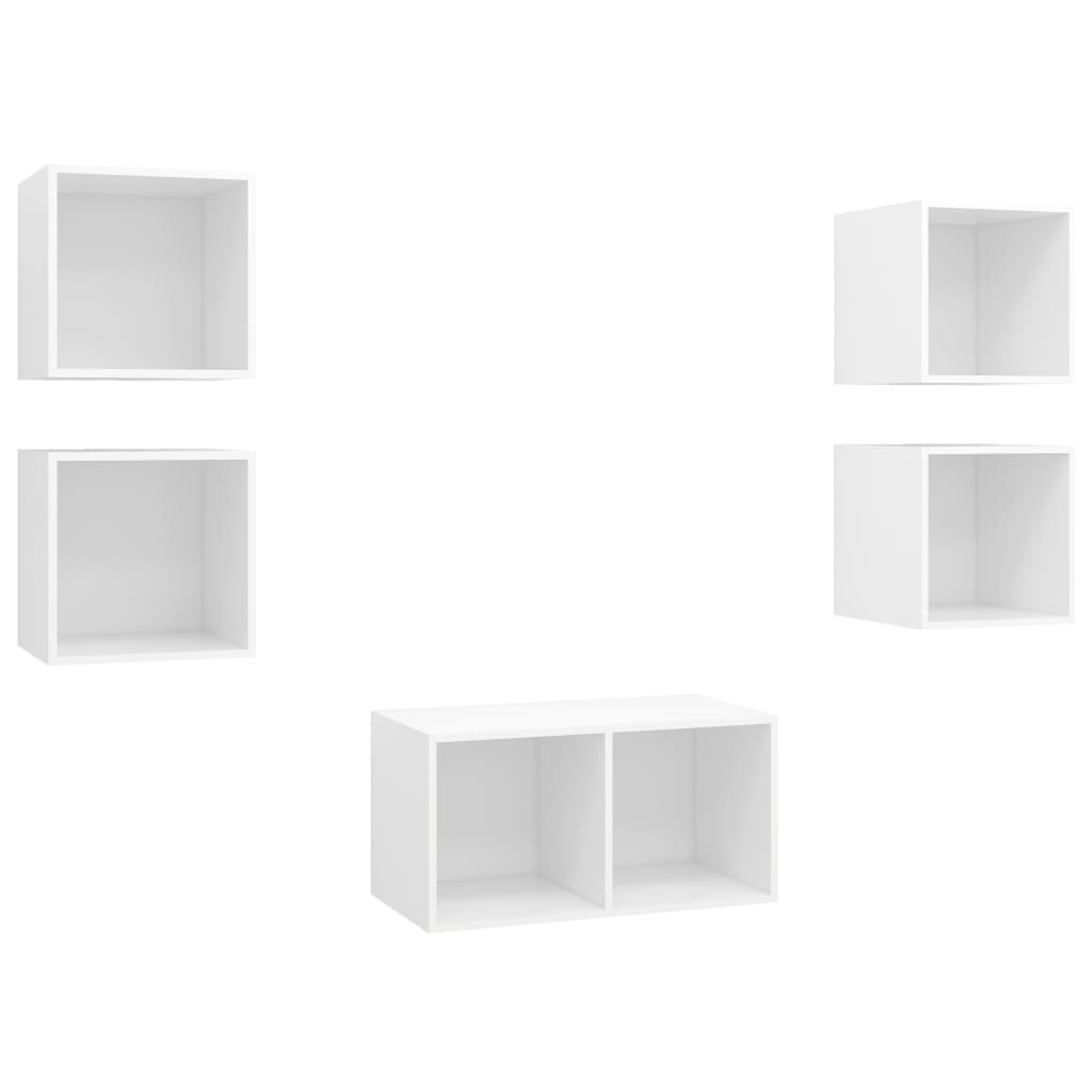 5-delige Tv-meubelset bewerkt hout wit is nu te koop bij PeponiXL, paradijselijk wonen!