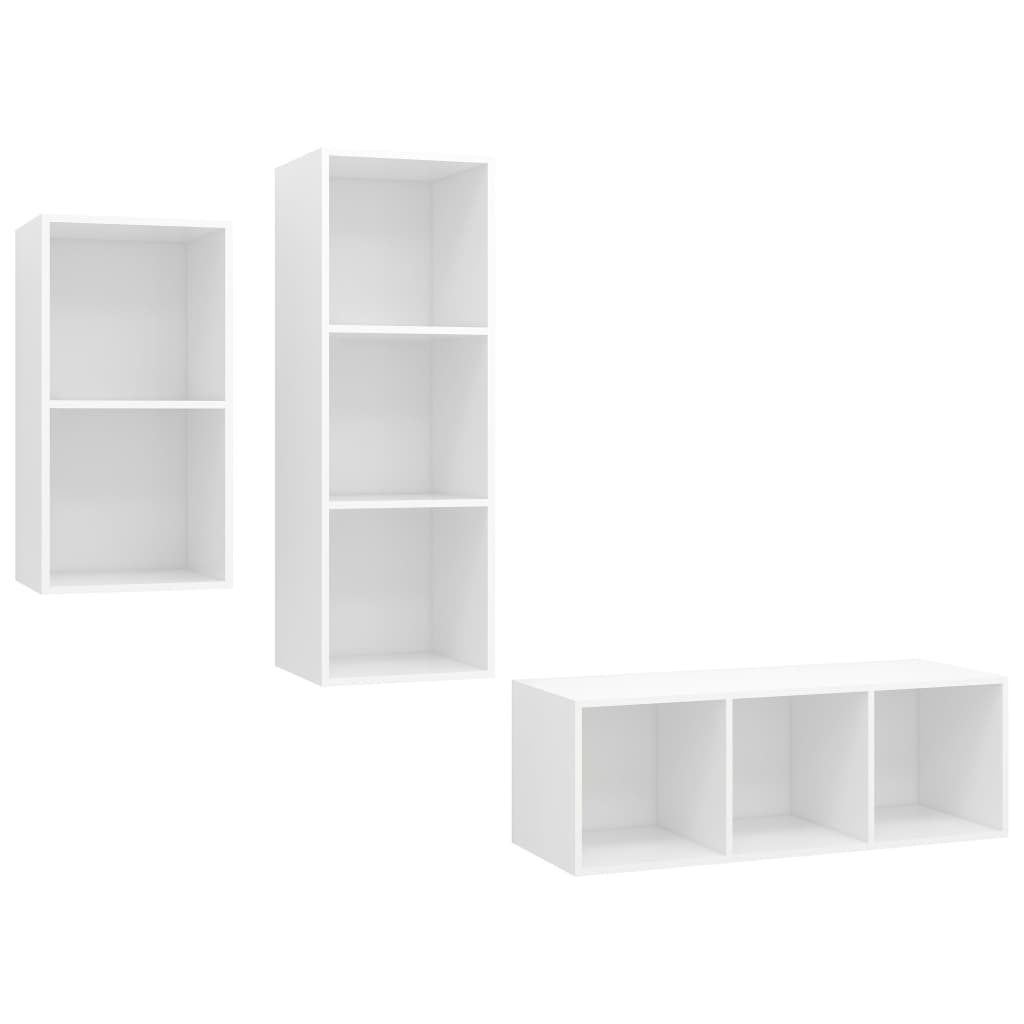 3-delige Tv-meubelset spaanplaat wit is nu te koop bij PeponiXL, paradijselijk wonen!