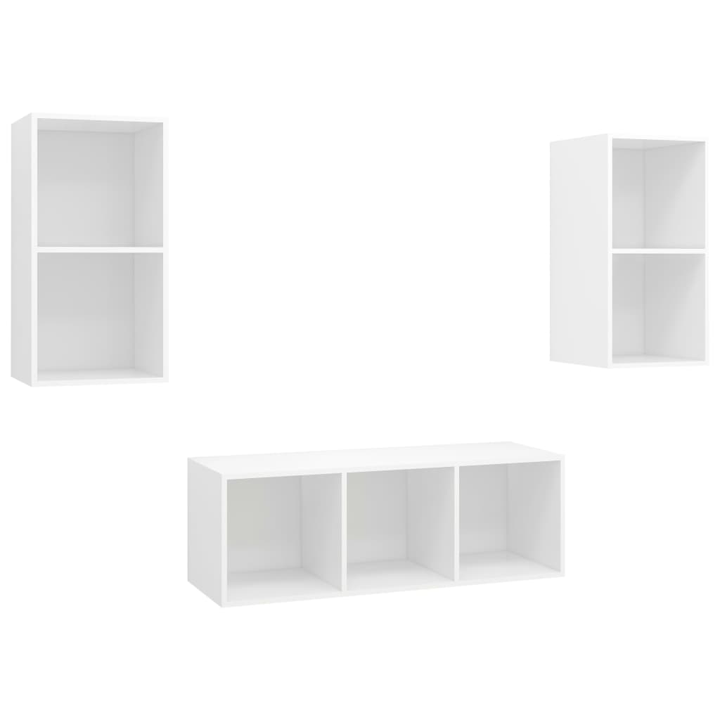 3-delige Tv-meubelset spaanplaat wit is nu te koop bij PeponiXL, paradijselijk wonen!