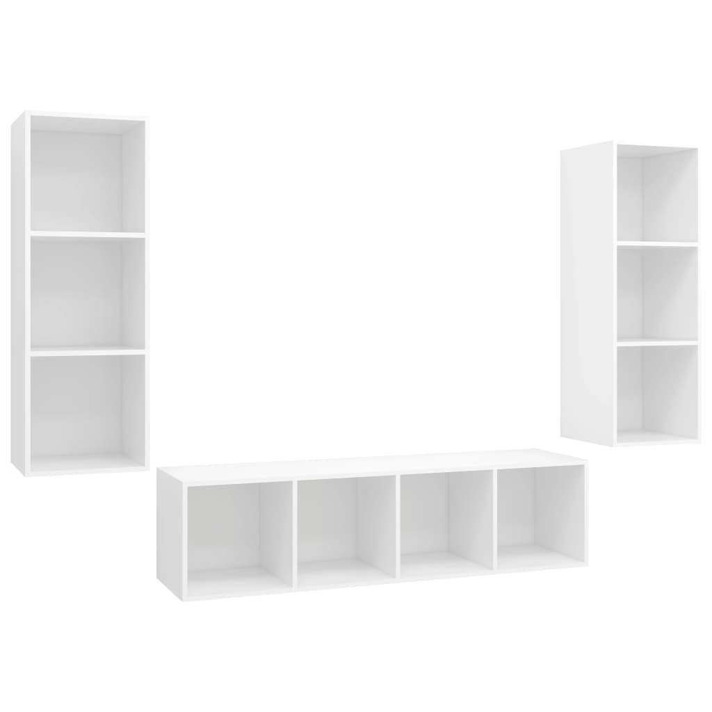3-delige Tv-meubelset spaanplaat wit is nu te koop bij PeponiXL, paradijselijk wonen!
