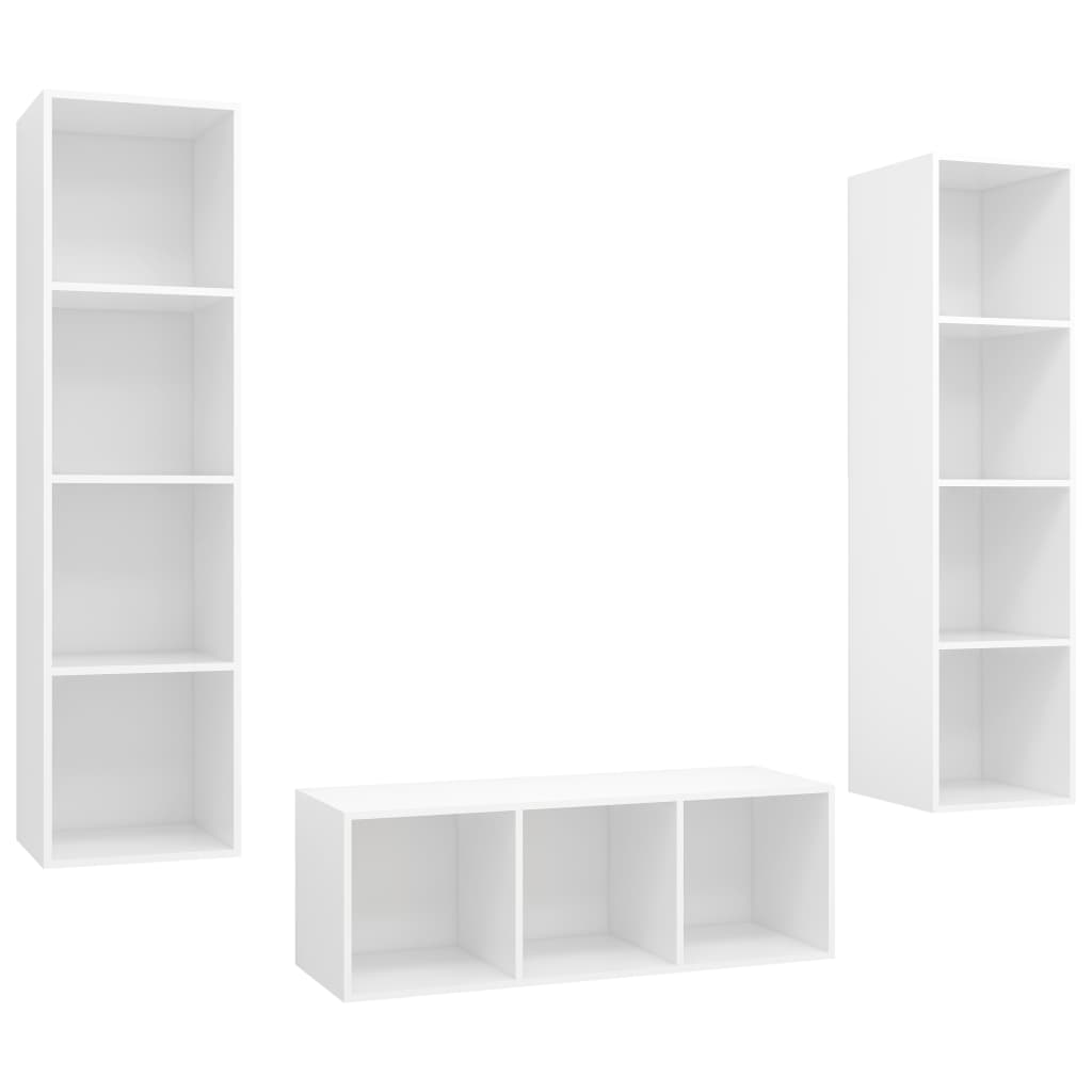 3-delige Tv-meubelset spaanplaat wit is nu te koop bij PeponiXL, paradijselijk wonen!
