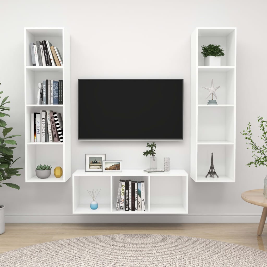 3-delige Tv-meubelset spaanplaat wit is nu te koop bij PeponiXL, paradijselijk wonen!