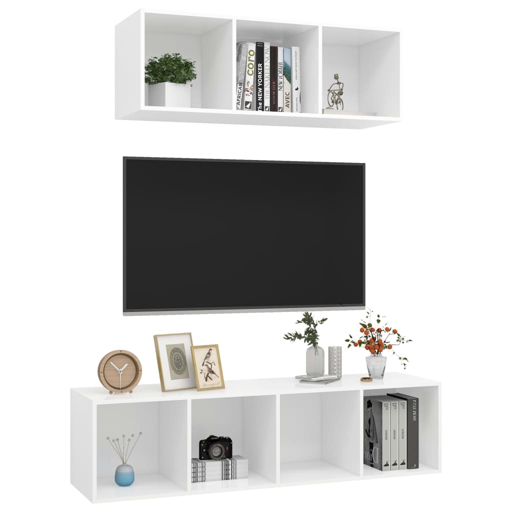 2-delige Tv-meubelset spaanplaat wit is nu te koop bij PeponiXL, paradijselijk wonen!