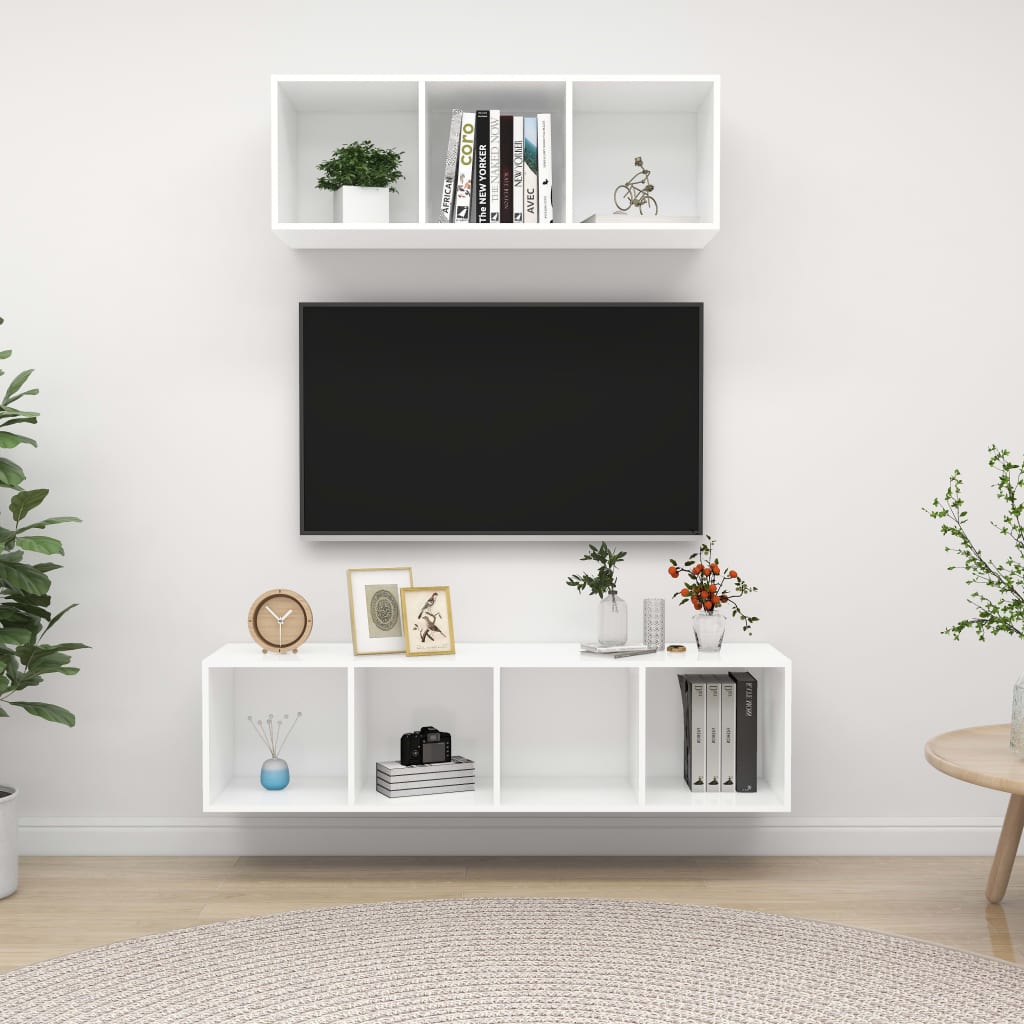 2-delige Tv-meubelset spaanplaat wit is nu te koop bij PeponiXL, paradijselijk wonen!