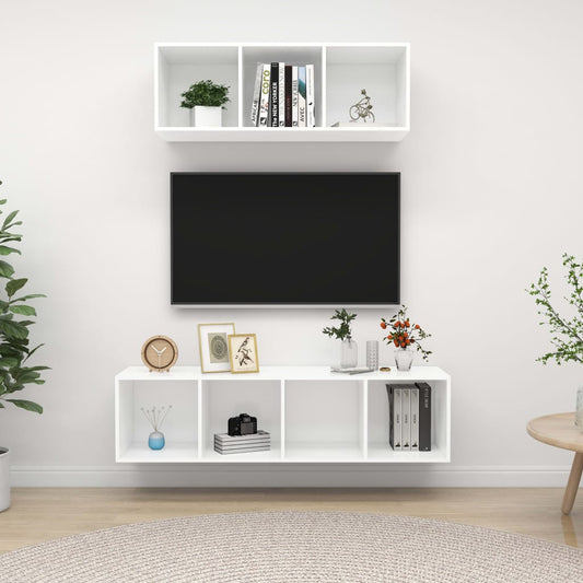 2-delige Tv-meubelset spaanplaat wit is nu te koop bij PeponiXL, paradijselijk wonen!
