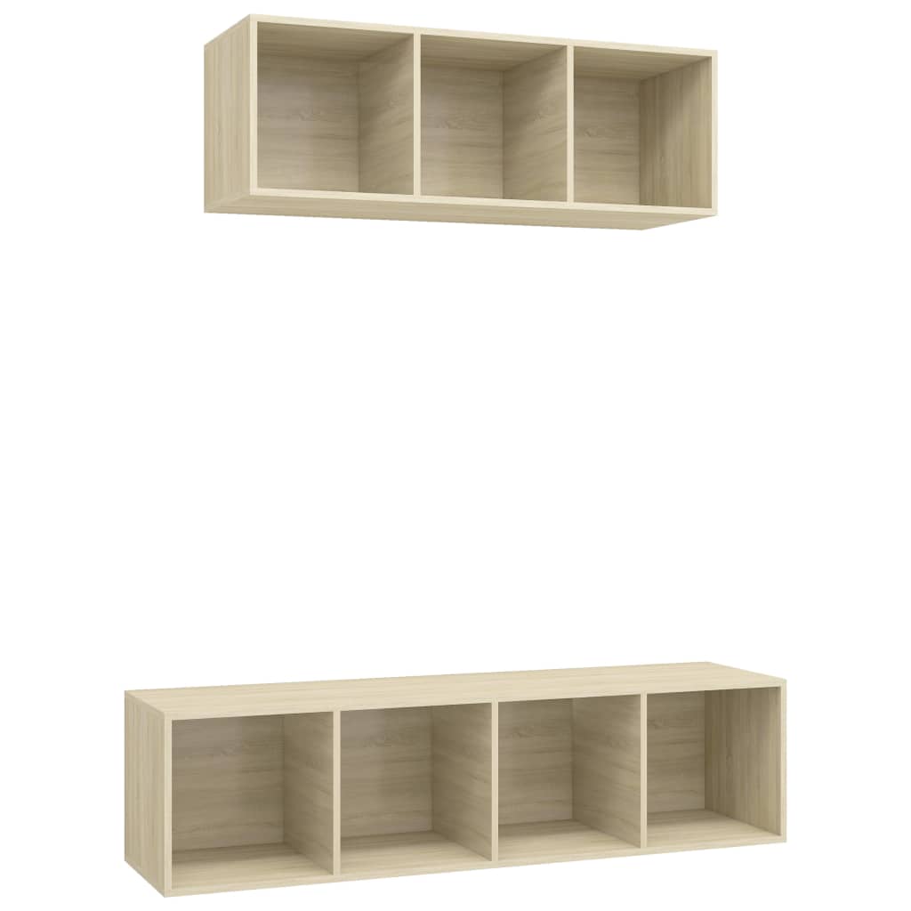 2-delige Tv-meubelset spaanplaat sonoma eikenkleurig is nu te koop bij PeponiXL, paradijselijk wonen!