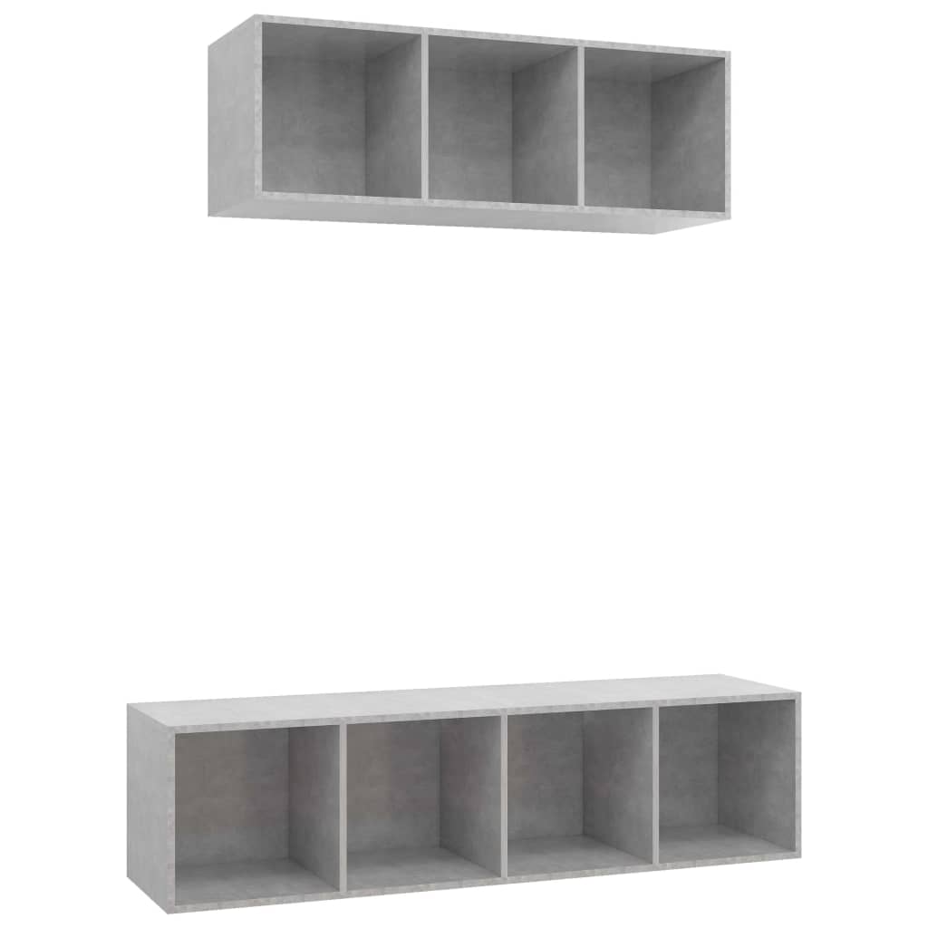 2-delige Tv-meubelset spaanplaat betongrijs is nu te koop bij PeponiXL, paradijselijk wonen!