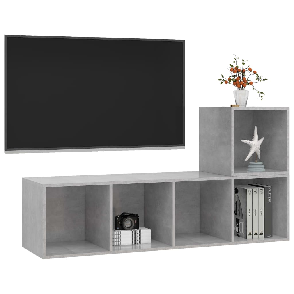 2-delige Tv-meubelset spaanplaat betongrijs is nu te koop bij PeponiXL, paradijselijk wonen!