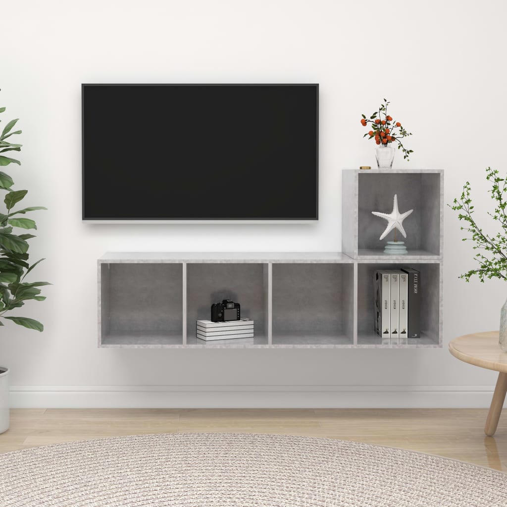 2-delige Tv-meubelset spaanplaat betongrijs is nu te koop bij PeponiXL, paradijselijk wonen!