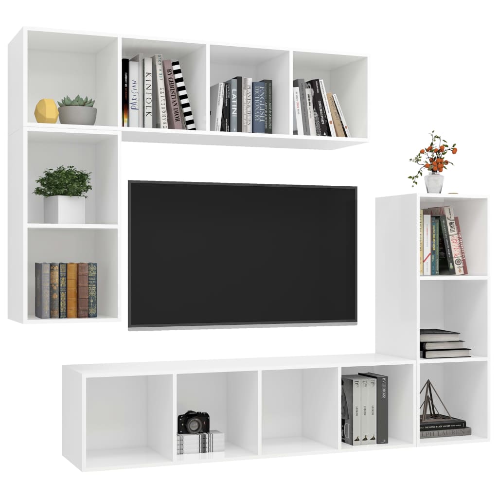 4-delige Tv-meubelset bewerkt hout wit is nu te koop bij PeponiXL, paradijselijk wonen!