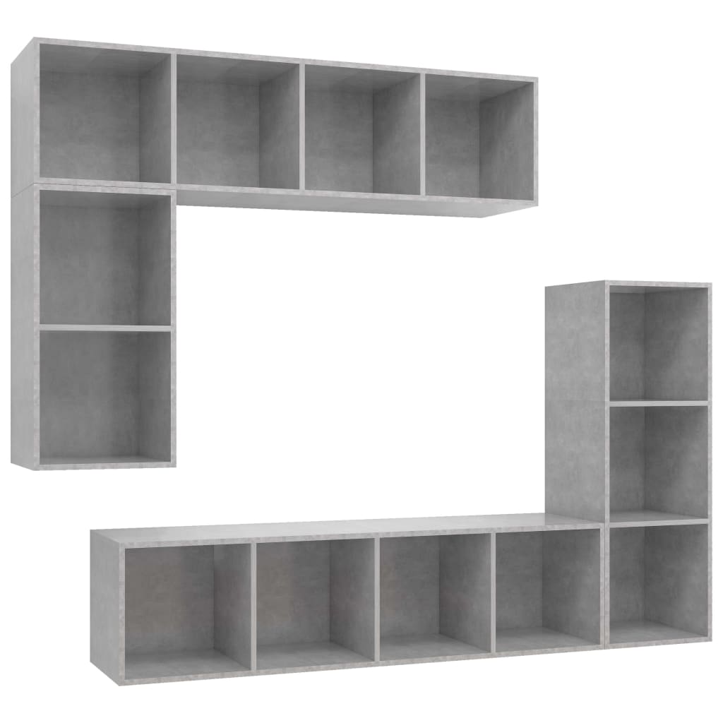 4-delige Tv-meubelset bewerkt hout betongrijs is nu te koop bij PeponiXL, paradijselijk wonen!