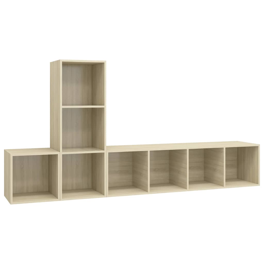 3-delige Tv-meubelset spaanplaat sonoma eikenkleurig is nu te koop bij PeponiXL, paradijselijk wonen!