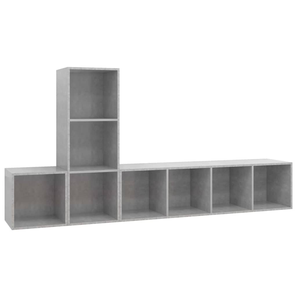 3-delige Tv-meubelset spaanplaat betongrijs is nu te koop bij PeponiXL, paradijselijk wonen!