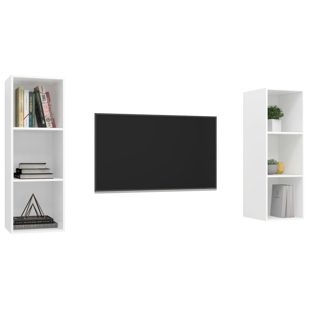 Tv-wandmeubelen 2 st spaanplaat wit is nu te koop bij PeponiXL, paradijselijk wonen!