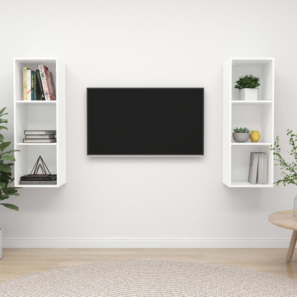 Tv-wandmeubelen 2 st spaanplaat wit is nu te koop bij PeponiXL, paradijselijk wonen!