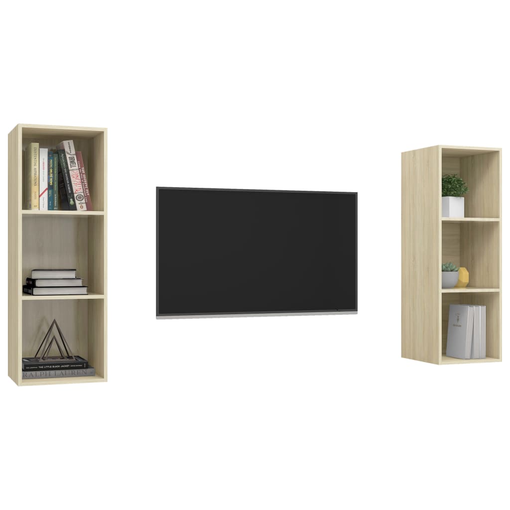Tv-wandmeubelen 2 st spaanplaat sonoma eikenkleurig is nu te koop bij PeponiXL, paradijselijk wonen!