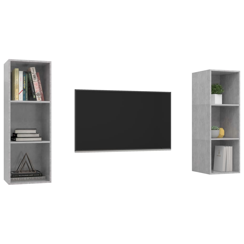 Tv-wandmeubelen 2 st spaanplaat betongrijs is nu te koop bij PeponiXL, paradijselijk wonen!