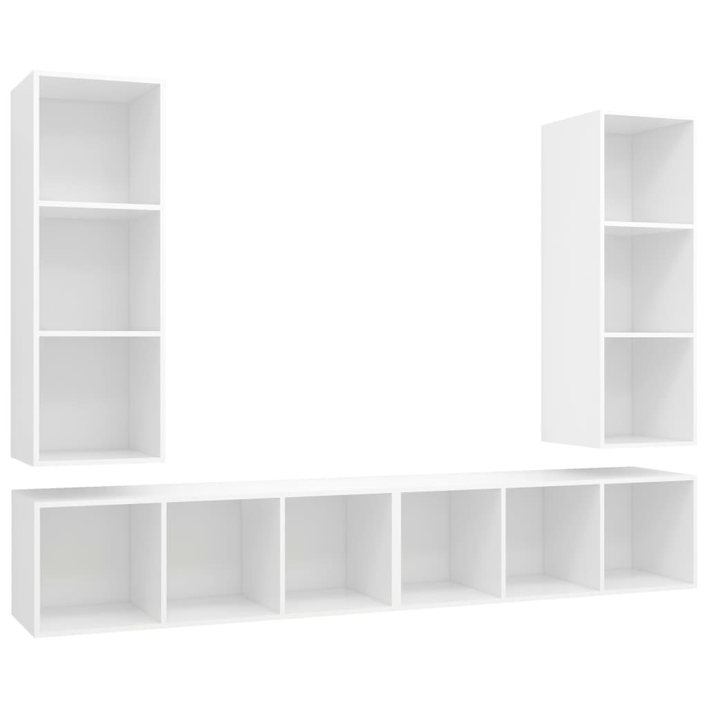 Tv-wandmeubelen 4 st spaanplaat wit is nu te koop bij PeponiXL, paradijselijk wonen!