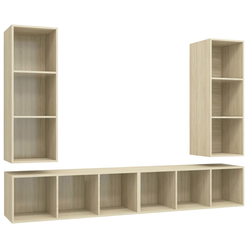 Tv-wandmeubelen 4 st bewerkt hout sonoma eikenkleurig is nu te koop bij PeponiXL, paradijselijk wonen!