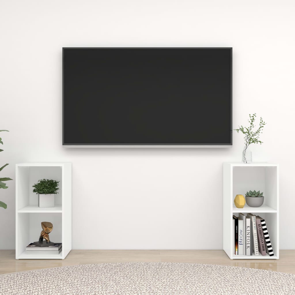 Tv-meubelen 2 st 72x35x36,5 cm bewerkt hout wit is nu te koop bij PeponiXL, paradijselijk wonen!