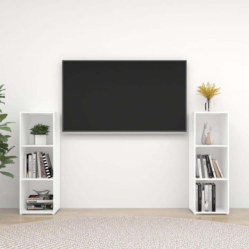Tv-meubelen 2 st 107x35x37 cm bewerkt houtwit is nu te koop bij PeponiXL, paradijselijk wonen!