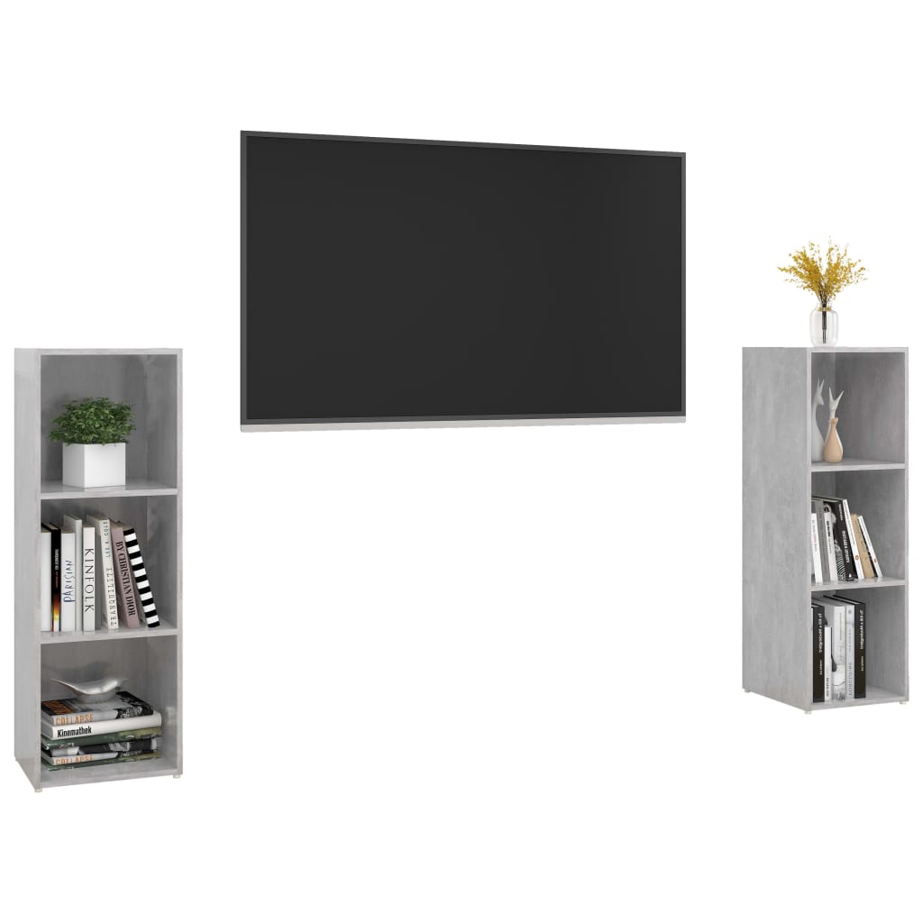 Tv-meubelen 2 st 107x35x37 cm bewerkt houtbetongrijs is nu te koop bij PeponiXL, paradijselijk wonen!