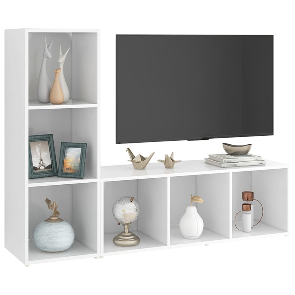 Tv-meubelen 2 st 107x35x37 cm bewerkt hout wit is nu te koop bij PeponiXL, paradijselijk wonen!