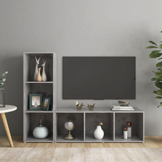 Tv-meubelen 2 st 107x35x37 cm bewerkt hout betongrijs is nu te koop bij PeponiXL, paradijselijk wonen!