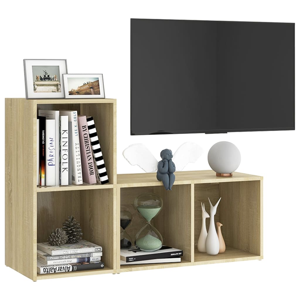 Tv-meubelen 2 st 72x35x36,5 cm bewerkt hout sonoma eikenkleurig is nu te koop bij PeponiXL, paradijselijk wonen!