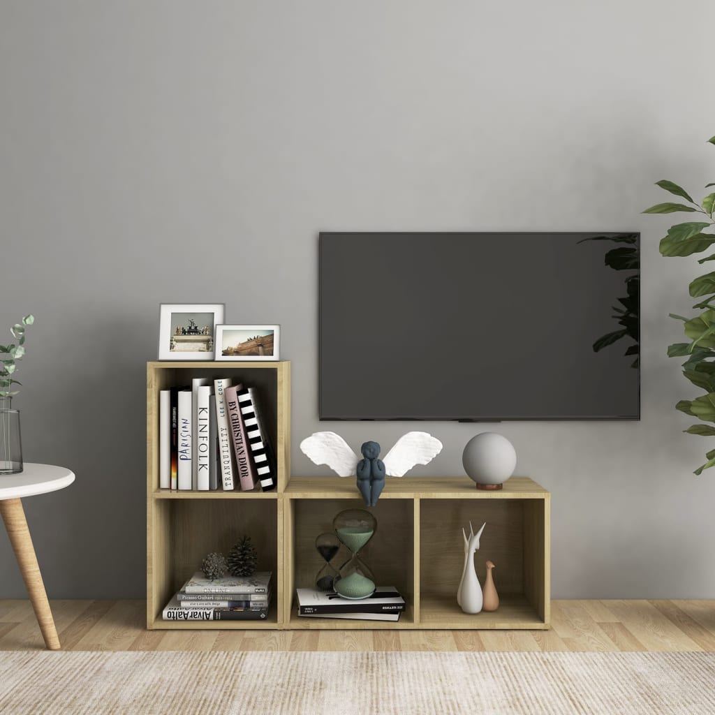 Tv-meubelen 2 st 72x35x36,5 cm bewerkt hout sonoma eikenkleurig is nu te koop bij PeponiXL, paradijselijk wonen!