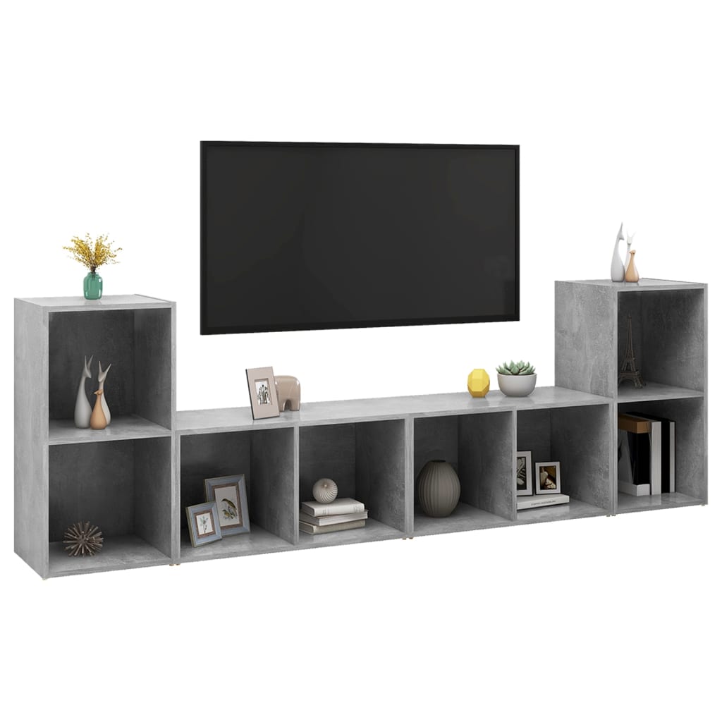 Tv-meubelen 4 st 72x35x36,5 cm bewerkt hout betongrijs is nu te koop bij PeponiXL, paradijselijk wonen!
