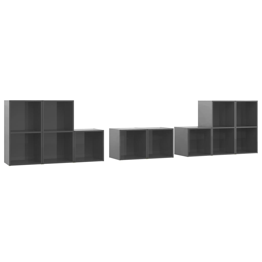 8-delige Tv-meubelset bewerkt hout hoogglans grijs is nu te koop bij PeponiXL, paradijselijk wonen!