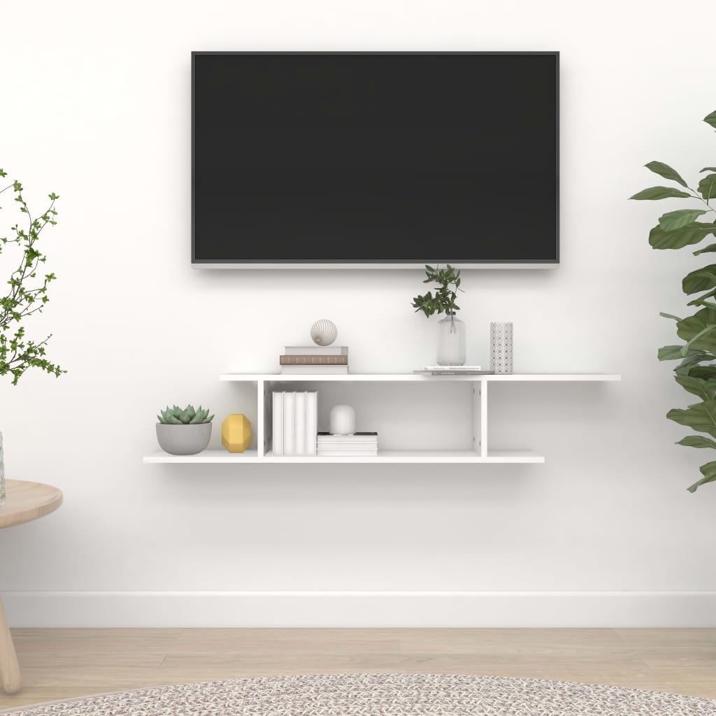 Tv-wandschap 125x18x23 cm bewerkt hout wit is nu te koop bij PeponiXL, paradijselijk wonen!