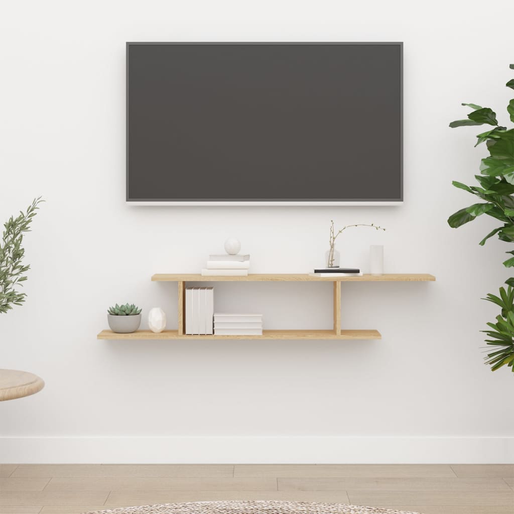 Tv-wandschap 125x18x23 cm bewerkt hout sonoma eikenkleurig is nu te koop bij PeponiXL, paradijselijk wonen!