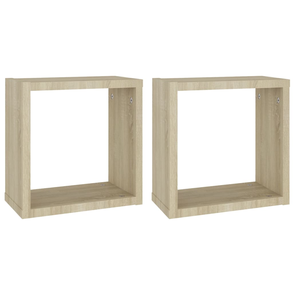Wandschappen kubus 2 st 30x15x30 cm sonoma eikenkleurig is nu te koop bij PeponiXL, paradijselijk wonen!