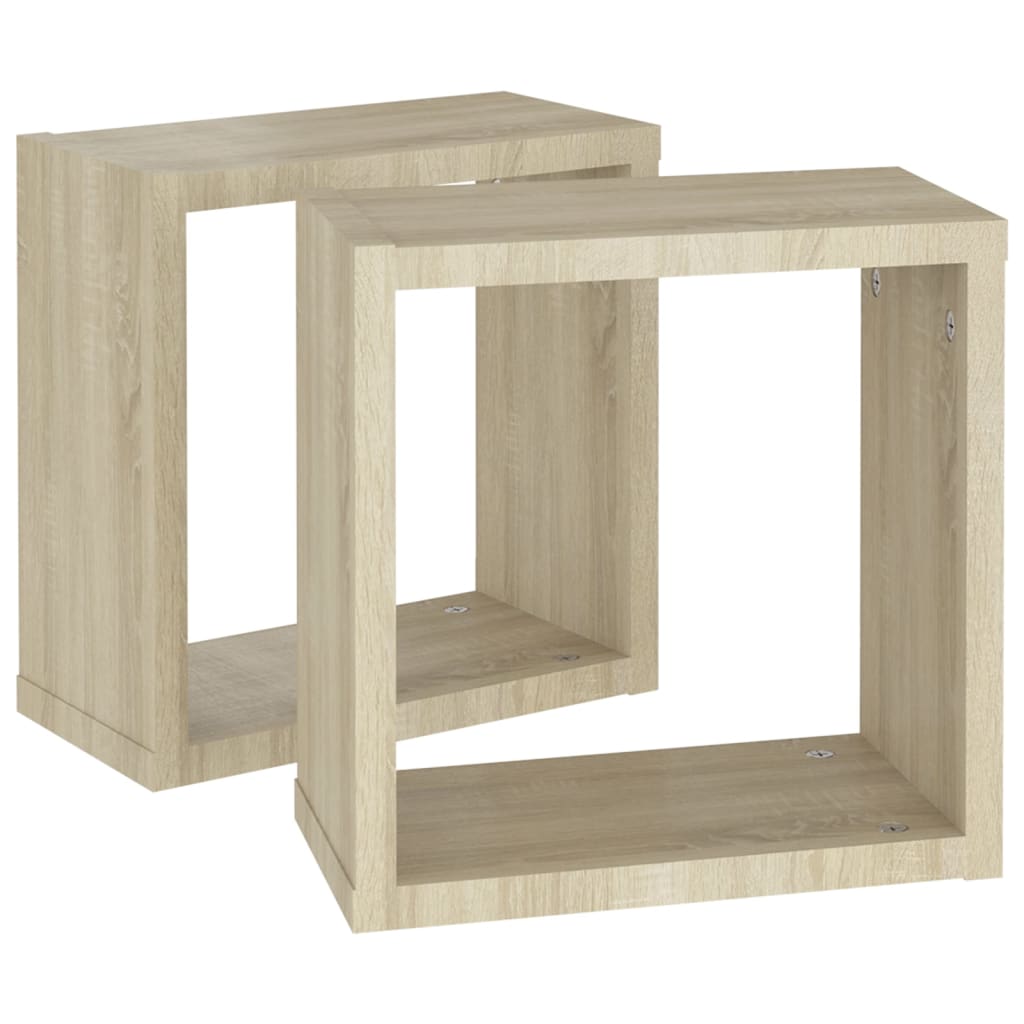 Wandschappen kubus 2 st 30x15x30 cm sonoma eikenkleurig is nu te koop bij PeponiXL, paradijselijk wonen!