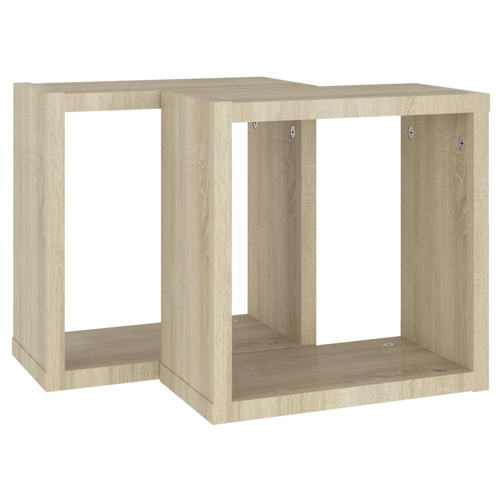 Wandschappen kubus 2 st 30x15x30 cm sonoma eikenkleurig is nu te koop bij PeponiXL, paradijselijk wonen!