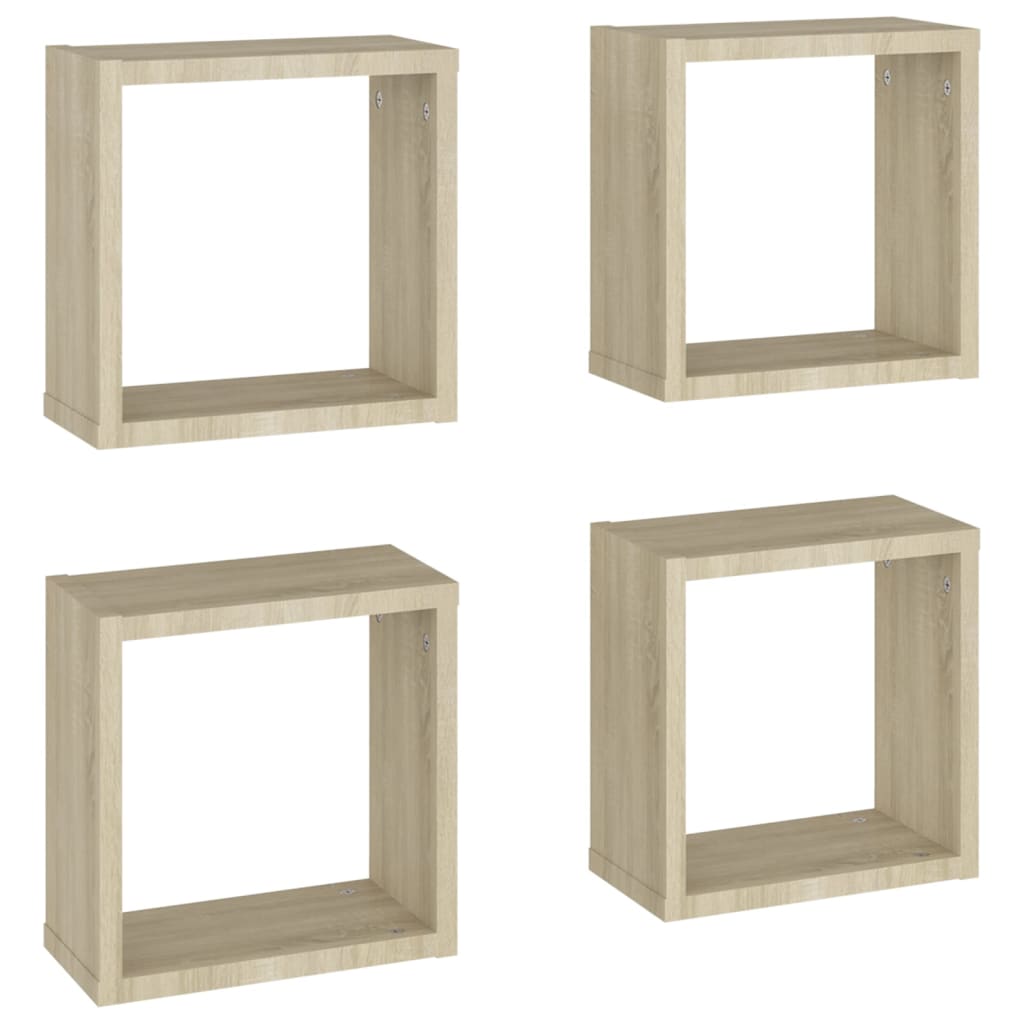 Wandschappen kubus 4 st 30x15x30 cm sonoma eikenkleurig is nu te koop bij PeponiXL, paradijselijk wonen!