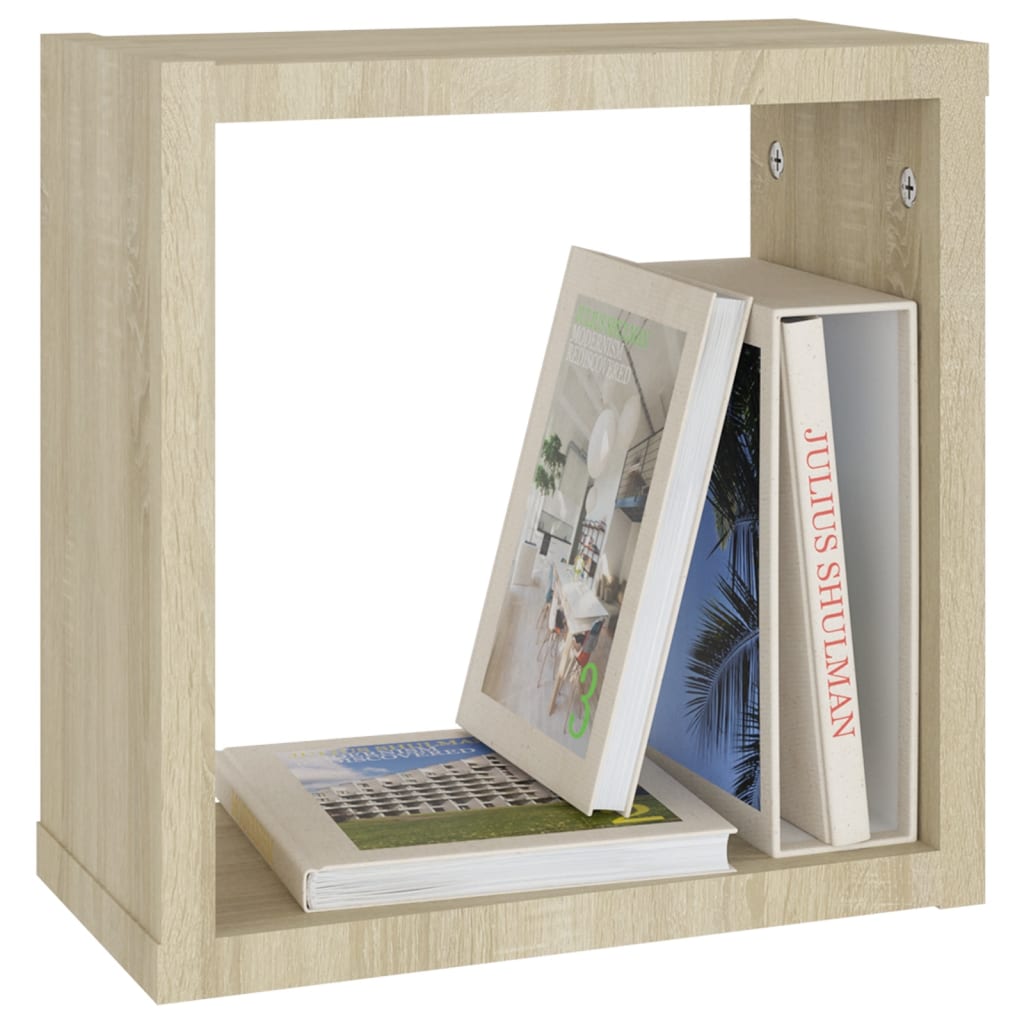 Wandschappen kubus 4 st 30x15x30 cm sonoma eikenkleurig is nu te koop bij PeponiXL, paradijselijk wonen!