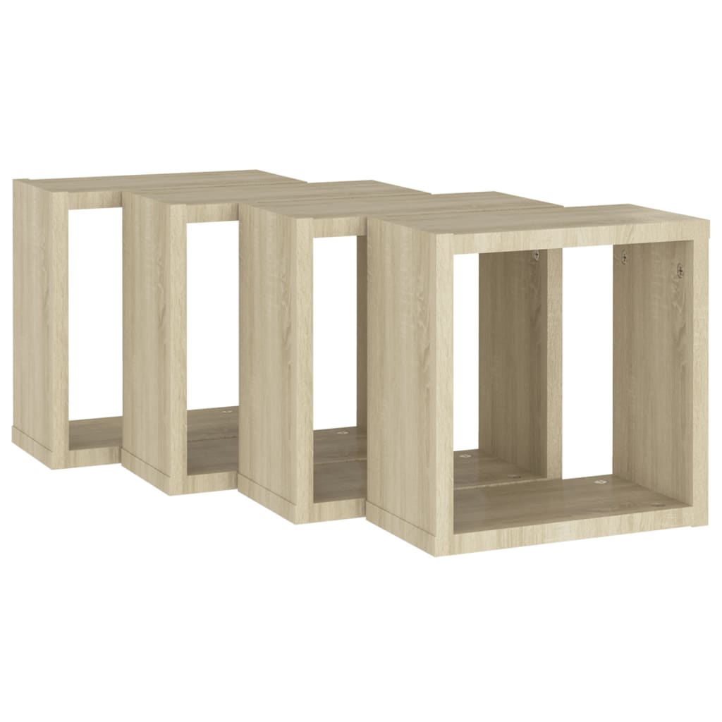 Wandschappen kubus 4 st 30x15x30 cm sonoma eikenkleurig is nu te koop bij PeponiXL, paradijselijk wonen!